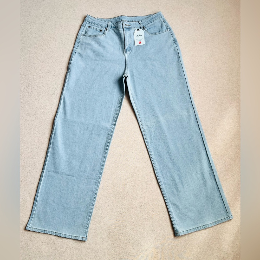 NIMIN Mid Rise Wide Leg Jeans Women's Size XL Light Wash NWT